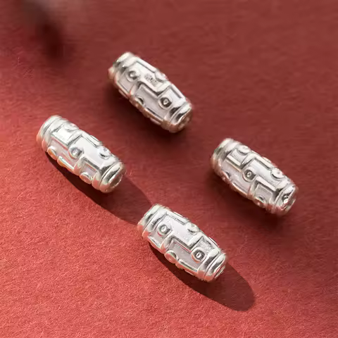 1pc/Lot 999 Pure Silver Tibetan Style dZi Model Loose Beads 16.8mm Large Hole S999 Spacers Fit Neckl