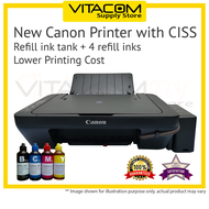 New & Upgraded Canon E410 E470 with WIFI PLUS CISS Tank Refill Ink System | Print Direct From Smartp