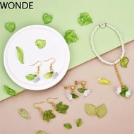 WONDE 30pcs Green Transparent Leaf Shape Beads, Leaf Shape Transparent Green Acrylic Leaf Beads, DIY