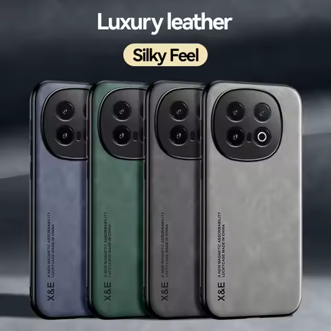 For Vivo iQOO 13 Case Shockproof Luxury Leather Texture Silky Feel Cover With Magnetic Attaction ins