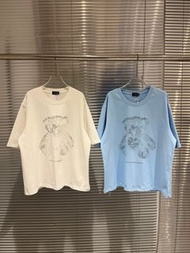 潮牌welldone moon代碼字元小熊印花短袖T恤圓領寬鬆半袖