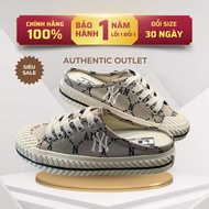 Genuine brown MLB Playball Origin Mule Monogram shoes, NY logo (MUN) heel pedal MLB shoes