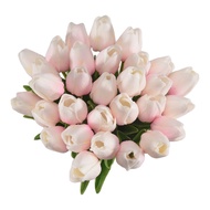 30Pcs Artificial Tulips Flowers Real Touch Tulips Fake PU Tulip Bouquet Latex Flower White Tulip