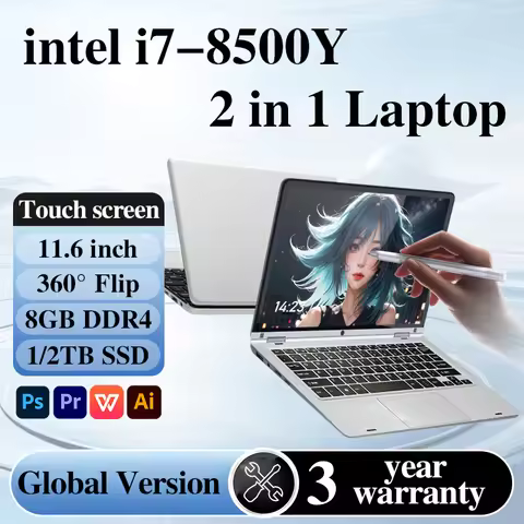 11.6 Inch Touch Screen Notebook 2 in 1 Windows 11 Pro Intel Core i7-8500y Tablet PC Computer 8GB DDR