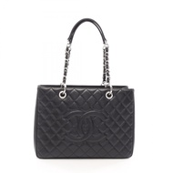 【二手】香奈兒 CHANEL Matelassé Grand Shopping GST 黑色魚子醬紋小牛皮 GST 鏈條手提包 女士二手 B