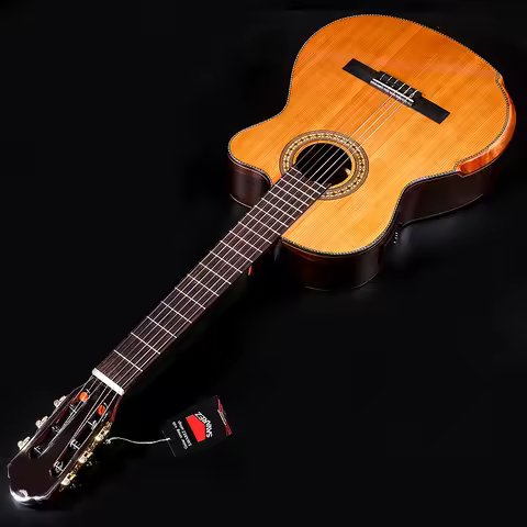 39 Inch High Gloss Solid Red Cedar Classic Electric Guitar 6 String 19F Classical Guitar Natural Clo