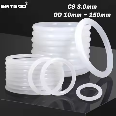 10/50Pcs VMQ White O Ring CS 3mm OD 10mm ~ 150mm Silicone Food Grade Silicon Nontoxic Sealing Washer