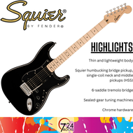Fender Squier Sonic Stratocaster HSS Electric Guitar with black pickguard maple fingerboard black Fender squier stratocaster guitar fender squier sonic stratocaster electric guitar Best beginner electric guitar fender usa F030373203506 724ROCKS