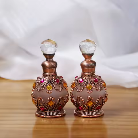6PCS 15ml Luxury Perfume Essential Oil Empty Bottle Storage Bottle Gift Glass Perfume Bottle Portabl