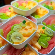 Fruit Disposable Fruit Box Cut Cut Square Takeaway Paper Bowl Fruit Paper Bowl Kraft Paper White Pac