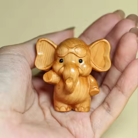 Handcrafted Wooden Elephant Figurine - Versatile Indoor/Outdoor Decor for Christmas, Diwali, New Yea