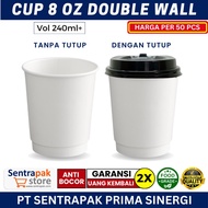 Please - Paper cup 8 oz Double Wall with Lid - 8oz Coffee Paper cup