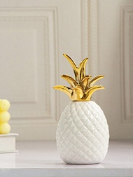 1個鳳梨造型陶瓷藝術品,簡潔現代風格,適用於桌面、辦公室、家居裝飾