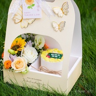 KY-# Teacher's Day Portable Flowers Cake Box Moon Cake Gift Birthday Sunflower Bouquet Gilding Butterfly Packing Boxes O