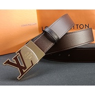 Ready Stock 100% Authentic Guarantee LV Cowhide Plate Buckle Belt Men's Fashion Belt