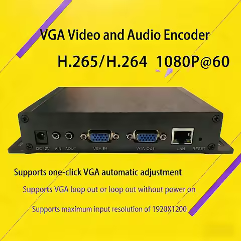 VGA to IP or H.265/H.264 VGA Video Encoder via HTTP HLS FLV RTSP RTMP UDP SRT ONVIF to IPTV Stream