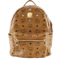 MCM Logogram Small Studded Backpack/Daypack MMK2AVE20, PVC สีน้ำตาล, กระเป๋าสะพายไหล่/กระเป๋าถือ, 2 