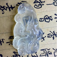 Exquisite Xiuyu High Ice Nine-Tailed Fox Pendant Size: 46.2-25.8-7.6mm