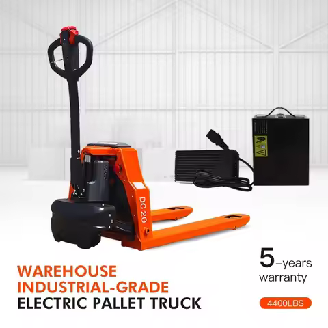 Fully Battery Powered Electric Pallet Jack Truck, 4,400lbs Load Capacity, 48×27 Fork Length, for War