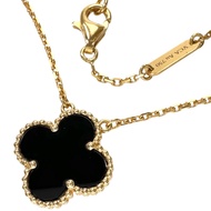 Van Cleef & Arpels Vintage Alhambra Onyx Necklace, 18K Yellow Gold, 5.1g, 42cm, Women's [Pre-owned]