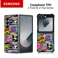 HP Casing Samsung Z Fold and Z Flip 7 6 5 4 3 DOODLE MONSTER RK483 Hybrid Case Rubber Aluminum Plate