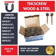 Tek Screw Wood & Steel/Metal (Sold Per Box) Text Screw | Tex Screw Tekscrew Wholesale (1box) ROOFING