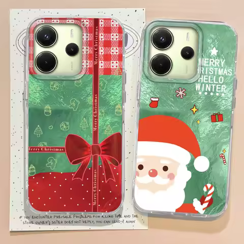 Christmas Santa Bowknot Phone Cases for Xiaomi Redmi Note 14 13 12 11 11S 10 10S 8 9 Pro 15 15C 13C 