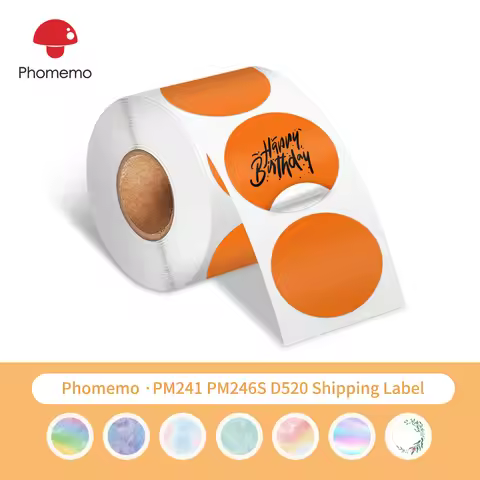 Phomemo Thermal Label Paper Round Sticker Waterproof White Pure Color Paper Shipping Label for PM241