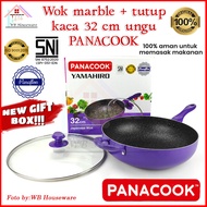 UNGU Frying pan 32cm glass lid wok/ japanese wok/ 32cm marble wok/ PANACOOK - purple