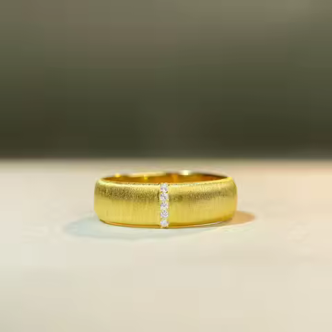 Luxury white gold solid platinum PT950 Women's Hand-made Wire-drawing Ring 18K Gold Ring