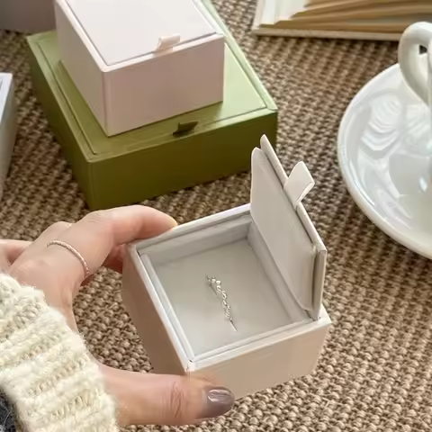 Elegant White/Pink Jewelry Packaging Box Satin Display Organizer Earring Organizer Box Gift Storage