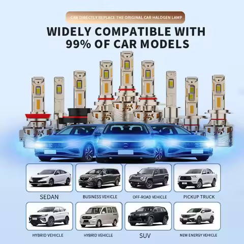 2PCS Car Headlight R6 H4 led bulb H13 H4 H1 24V Canbus Double-Sided Led HB3 9005 880 9012 Led Six Co