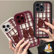 Infinix Hot 40 Pro 30i 30 Play Infinix Note 30 VIP Smart 7 8 Note 12 Turbo G96 Creative Minimalist Plaid Bow Phone Case Thickened Protector Anti Drop Soft Cover