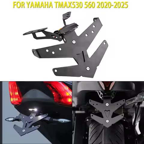 Motorcycle Rear License Plate Holder With LED Light License Plate Holder Short Tail Bracket For Yama