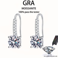 【 GRA Certificate Attached 】 2ct Moissanite Earrings, s925 Pure Silver Plated Platinum Fashion Four 