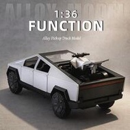 1:36 Scale Tesla Cybertruck Beach Motorcycle Alloy Simulation Model Car, Pull-Back Opening Door Toy 