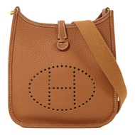 HERMES Clemence皮革Evelyne TPM金扣肩背袋Gold