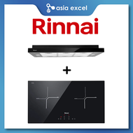 RINNAI RH-S329-PBR 90CM SLIMLINE HOOD WITH TOUCH CONTROL + RINNAI RB-7012H-CB 2 ZONE INDUCTION HOB WITH TOUCH CONTROL