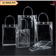 Tas Transparan Bening Mika PVC Tas Plastik Bahan Tebal Tas Belanja Souvenir Hampers Hadiah Jajan