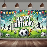 2D flag football themed birthday background with trophies and crowns perfect for sports themed celeb