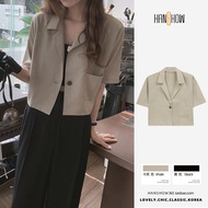Short Sleeve Solid Color Cropped Blazer Thin Women's Summer Loose Korean Suit Coat