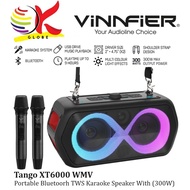 VINNFIER TANGO XT6000 WMU PORTABLE KARAOKE BLUETOOTH SPEAKER WITH 300W / PARTY LIGHTS EFECTS / 2 UHF