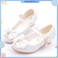 Girls Sequin High Heels Shoes Children's Butterfly Knot Princess Shoes Students Dance Shoes