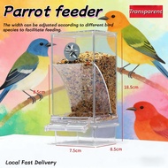 Transparent Acrylic Automatic Parrot Feeder, Anti-Splash Seed Food Container, Auto Feeding Station f