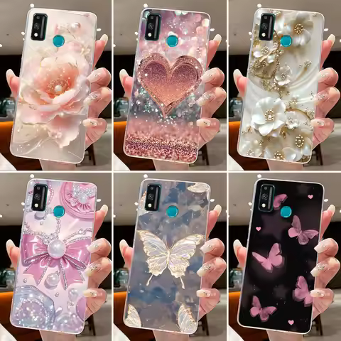 Phone Case For Honor 9X Lite / Honor 9A Capa Coque Butterfly Bow Protective Casing Transparent Soft