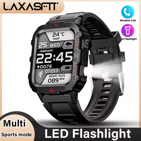 LAXASFIT 2024 New LED Men's Smartwatch Bluetooth Talking Smartwatch Multi Sport Mode Health Monitori
