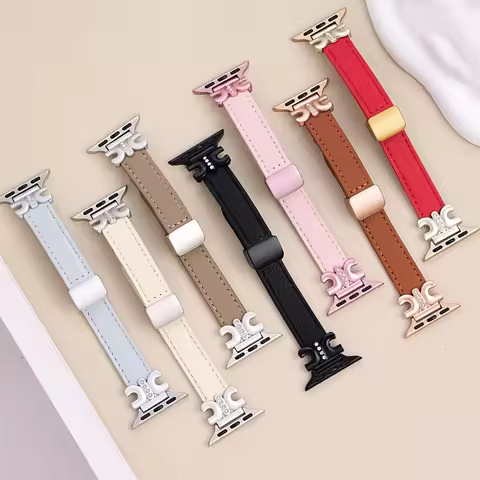 High Quality Leather Watch Strap for iWatch 9 8 7 SE 6 Wrist Band for Apple Watch 41mm 40mm 38 45 44