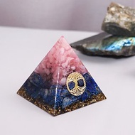 【粉晶、青金石】奧根水晶能量金字塔Orgonite 6x6 cm