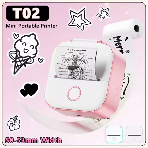 Phomemo T02 Mini Bluetooth Thermal Printer 53mm Portable Wireless Sticker Printer for Gift Label Sel