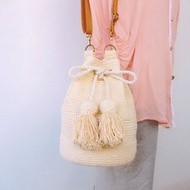 原粹皮底 WAYUU 手鉤編織包 束口袋 肩背包 斜背包